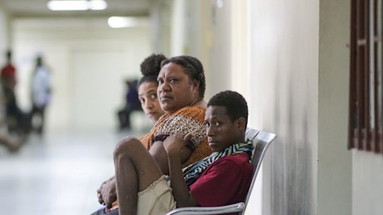 The waiting line at the Port Moresby General Hospital. Tuberculosis and severe malnutrition are huge issues in PNG, and now the country is also grappling with a second wave of COVID-19.