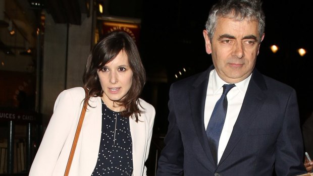 Rowan Atkinson with Louise Ford in April.