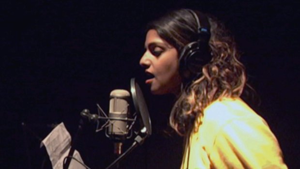 M.I.A in the recording studio.