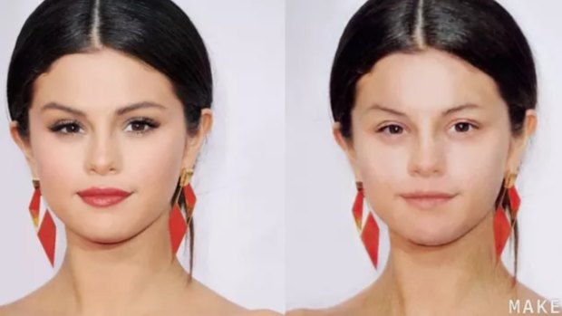 Selena Gomez as shown on the Makeapp app. 