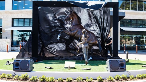 The Yearling And The Leader statue at the new Inglis Riverside Stables and hotel at Warwick Farm.