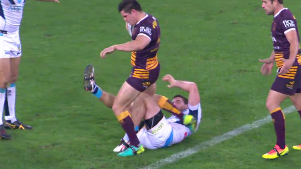 An apparent kick by James Roberts on Ryan Simpkins was missed by on-field referee Gerard Sutton.