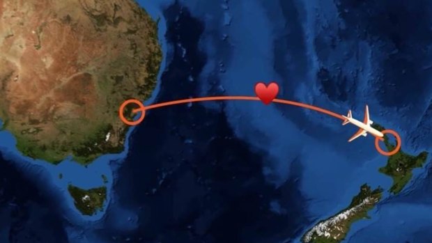 The couple said "I do" about halfway between NZ and Australia.