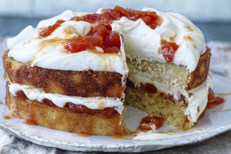 Helen Goh's Coconut Sponge with lime and Papaya compote