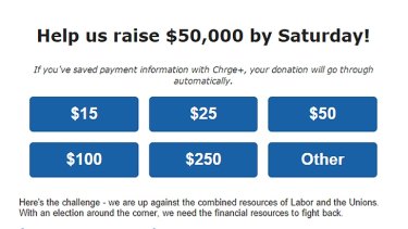 A screenshot of the LNP fundraising email.