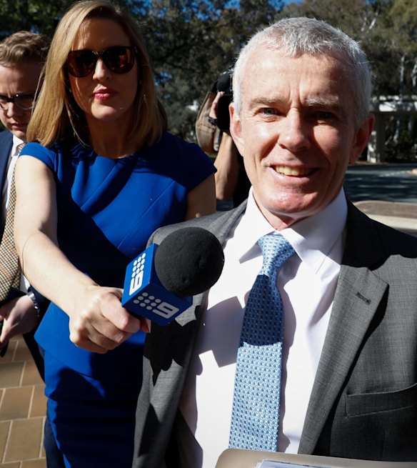 One Nation Senator Malcolm Roberts arrives at the High Court of Australia .