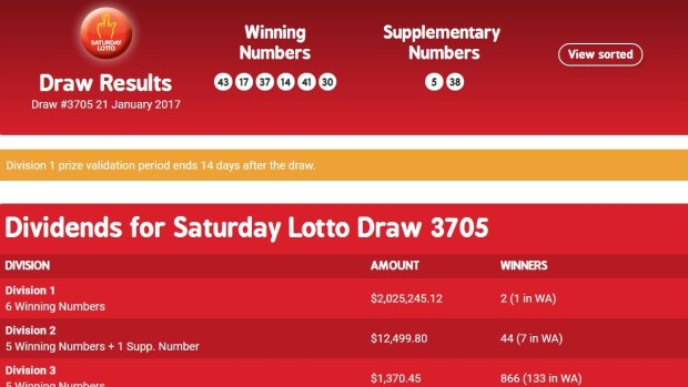The winning numbers from Saturday night's Lotto draw. 