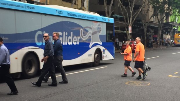 More than 50 people jaywalked across Adelaide Street in 15 minutes on Thursday.