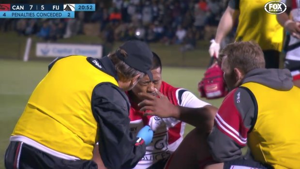 Canberra Vikings and ACT Brumbies hooker Folau Faingaa after an alleged eye-gouge incident against Fiji Drua.