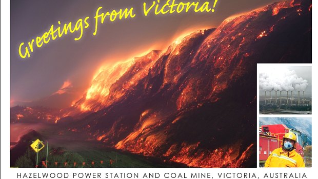 A postcard sent to the French government by supporters of Environment Victoria calling for the Hazelwood coal plant and mine to be shut.