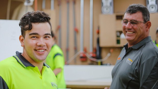 Second-year apprentice in cabinet making Jawad Haideri and David Jackson, owner of Simplicity Kitchens.