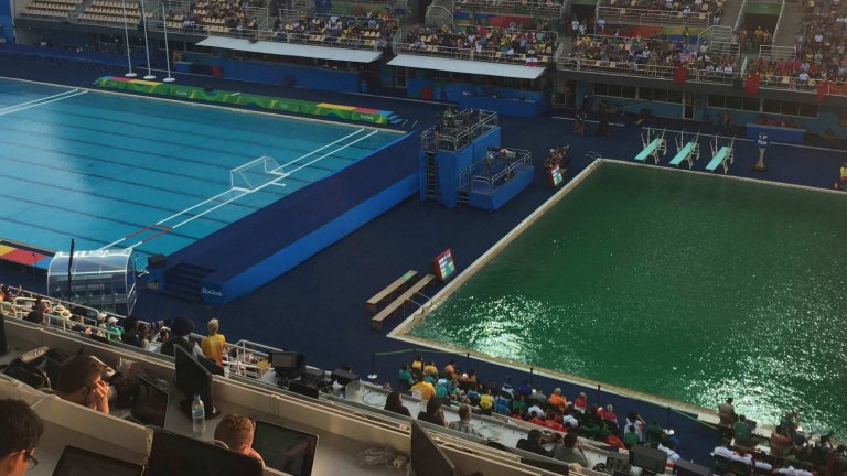 Diving Pool Turns Green For Synchronised Final At Rio Olympics