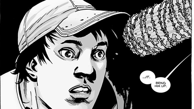 In The Walking Dead #100, Negan chooses Glenn and beats him to death.
