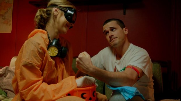Doctor and reluctant patient: Kathryn Beck and Charles Cottier in <i>Cooped Up</i>, which has been released on digital platforms including iTunes, Google Play and Amazon.