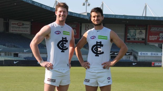 Sam Rowe and Alex Silvagni in the new uniforms.