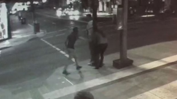 CCTV footage of a man being assaulted in Fortitude Valley on Wednesday night.