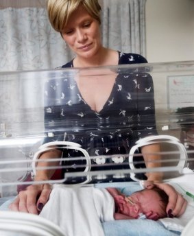 My boy: Hayley Mackay can finally touch her son Alfie.