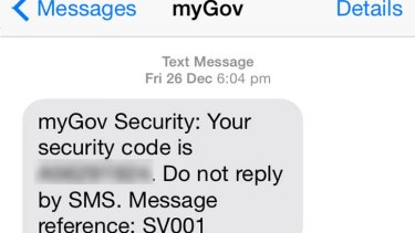 The text myGov sends you as an added layer of security.