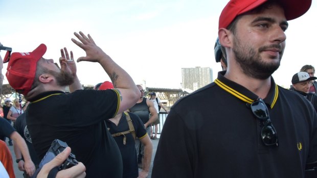 'Proud Boys' sporting a Fred Perry polo that they've adopted as their signature garment.