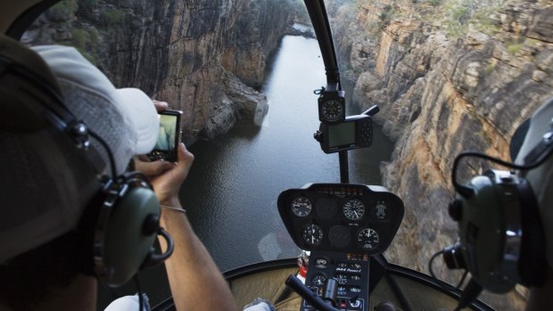 High flyers: A helicopter trip over the gorge is a show-stopper.