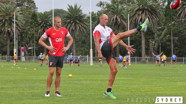 Tony Lockett at Swans training on Tuesday.