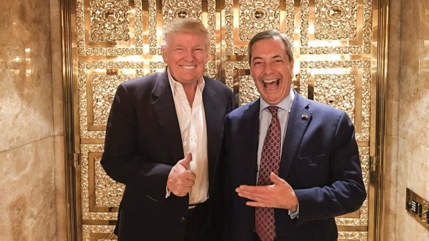 President elect Donald Trump with UKIP's Nigel Farage at Trump tower. 