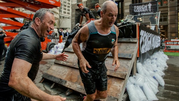 Kochie and Mark Beretta after enduring Tough Mudder's The Arctic Enema.