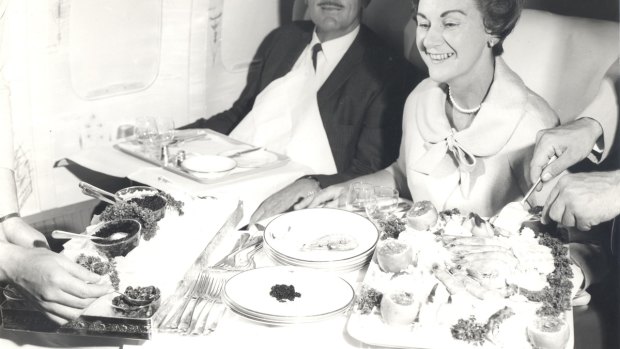 A first class meal on Qantas inn 1966.