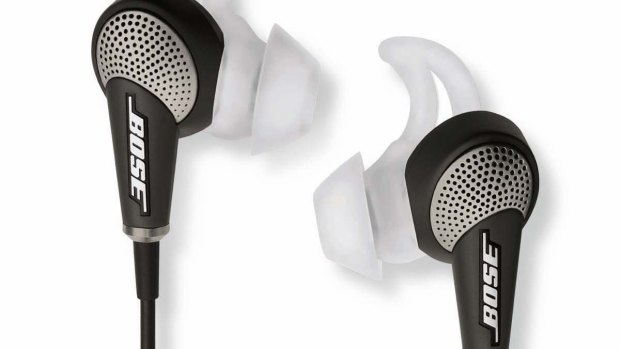 Bose QC 20 noise-cancelling earphones.