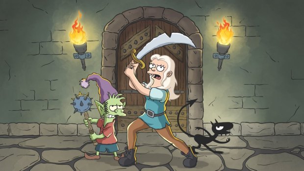 Visually it is reminiscent of The Simpsons, though Disenchantment has a very different colour palette.