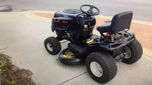 Don't drink and mow: The lawn mower driven by the man who allegedly blew three times the limit. 