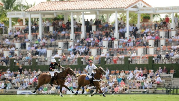 Action on the field at the Palm Beach International Polo Club.