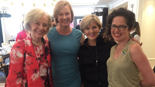 Former Governor General Quentin Bryce, 7:30 host Leigh Sales, Foreign Minister Julie Bishop and ABC presenter Annabel Crabb at the Australian Women's Weekly event on Wednesday evening.