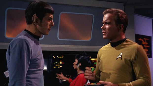 Leonard Nimoy as Mr. Spock and William Shatner as Captain James T. Kirk in the premiere episode of <i>Star Trek</i>, which aired on September 8, 1966. There is no word on who will play Kirk in the new series.