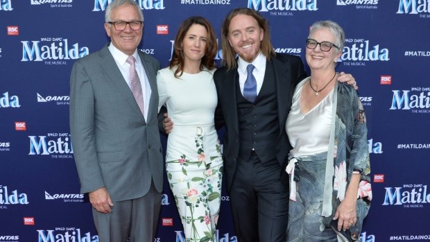  Tim Minchin with his mother Ros, wife Sarah and father David at opening of  Matilda in Melbourne. 