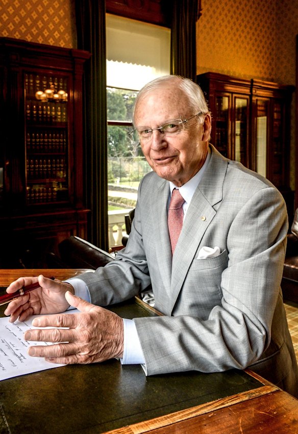 The outgoing Governor of Victoria Alex Chernov in his study, his favourite room in Government House. 