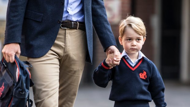 Prince George on his first day of school at Thomas's Battersea.