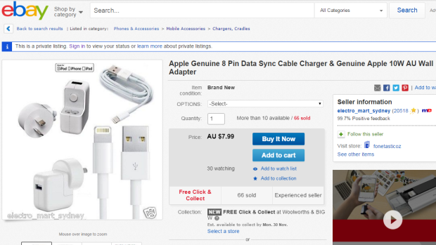 Found on eBay: 'Genuine' lightning cable and charger for $50 less than you'd pay at the official Apple store.