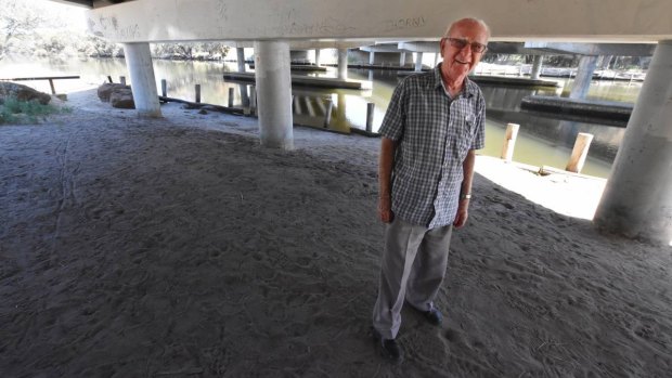93-year-old local legend Reg Lambert has been visiting the homeless under the Serpentine River's Pinjarra Road bridge since about 1983.