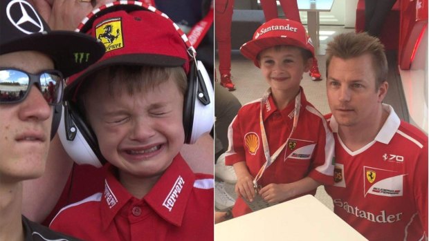 Thomas Danel was in tears after Kimi Raikkonen crashed out of the Spanish F1 Grand Prix, and then met his idol.