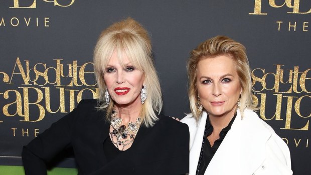 Joanna Lumley, left,  and Jennifer Saunders at the State Theatre  in Sydney.