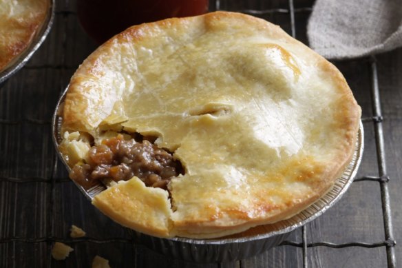 Old-fashioned meat pies with tomato sauce, of course.