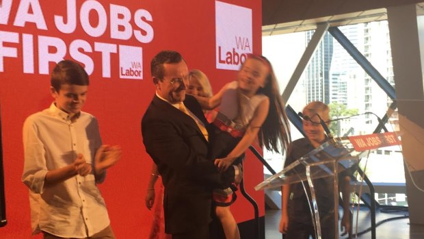 Labor leader Mark McGowan with his family at the party's campaign launch.