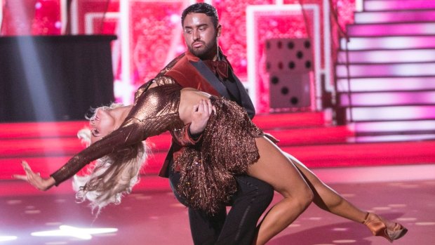Hughie Maughan, his tan, and his partner Emily Barker on Ireland's Dancing With The Stars.