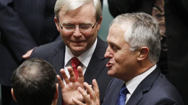 Malcolm Turnbull with then prime minister Kevin Rudd in March 2010.
