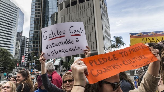 A protest against Adani's Carmichael mine was held in Brisbane last week.