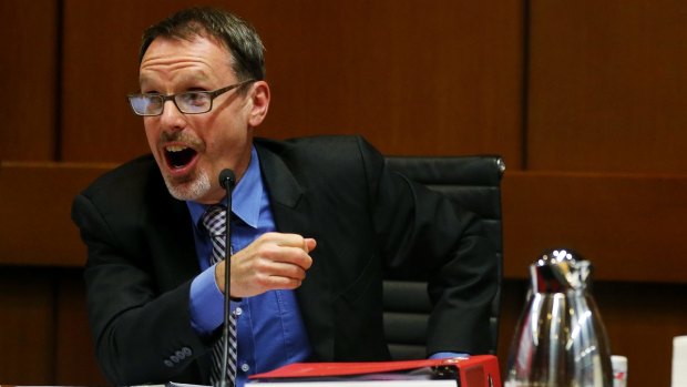 Dr John Kaye, left, at NSW Parliament house.