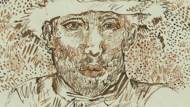 <i>BW 15 Self-Portrait with Straw Hat</i> July or August 1888, <i>Vincent Van Gogh: The Lost Arles Sketchbook</i> by Bogomila Welsh-Ovcharov.