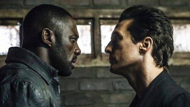 Idris Elba's Gunslinger (left) and Matthew McConaughey's Man in Black clash in <i>The Dark Tower</i>.