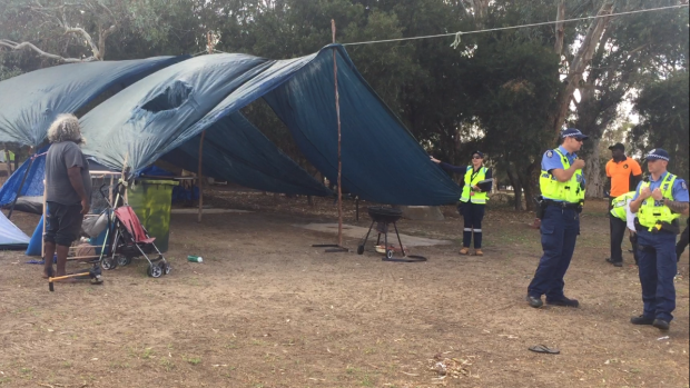 A City of Perth ranger asking if anyone was claiming responsibility for the camp site before it was removed. 